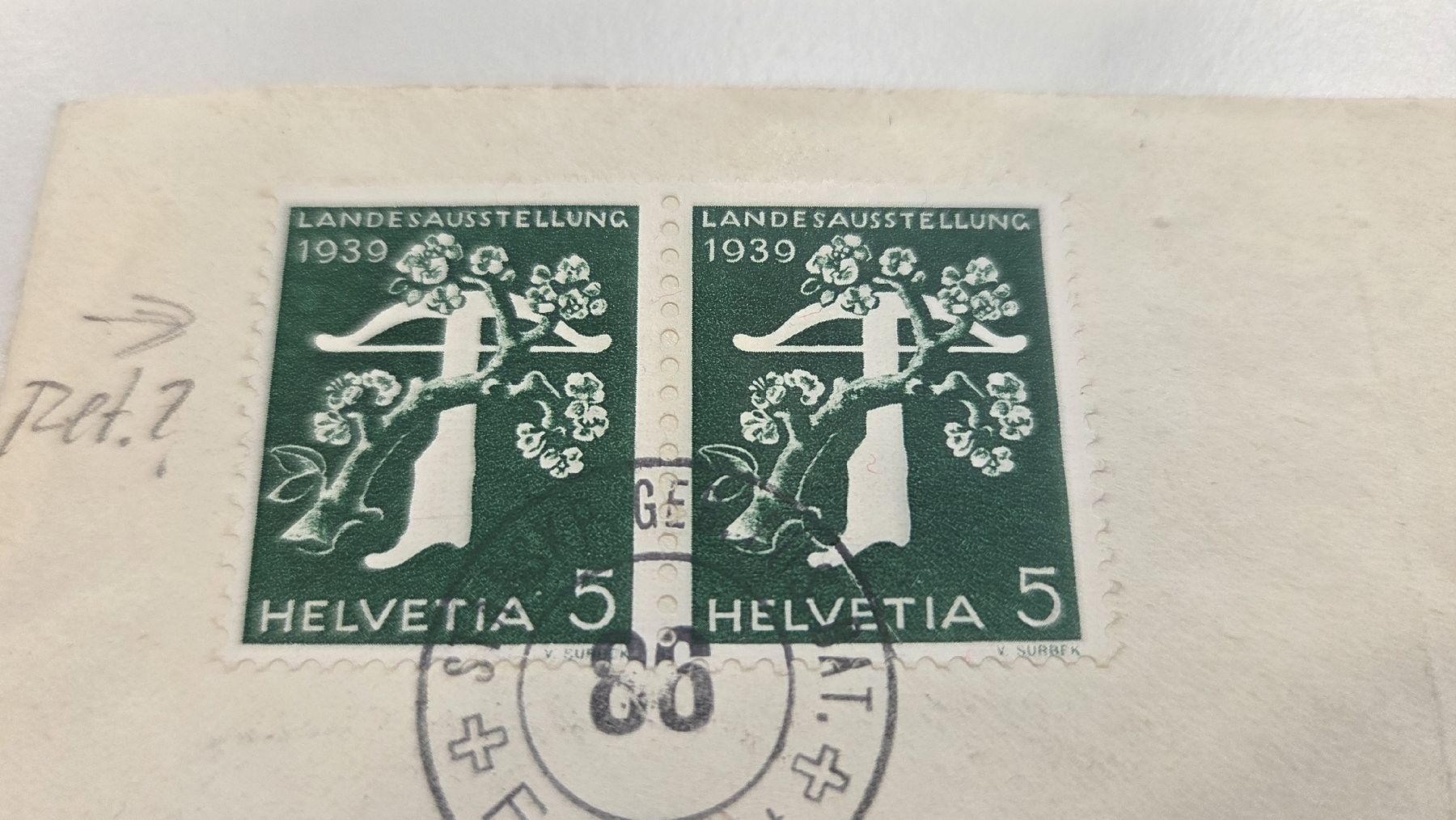 Tutti i francobolli: 1939 Landi Felfpostbrief mit Retusche – Usato da Arni AG venduto da Moth68 1