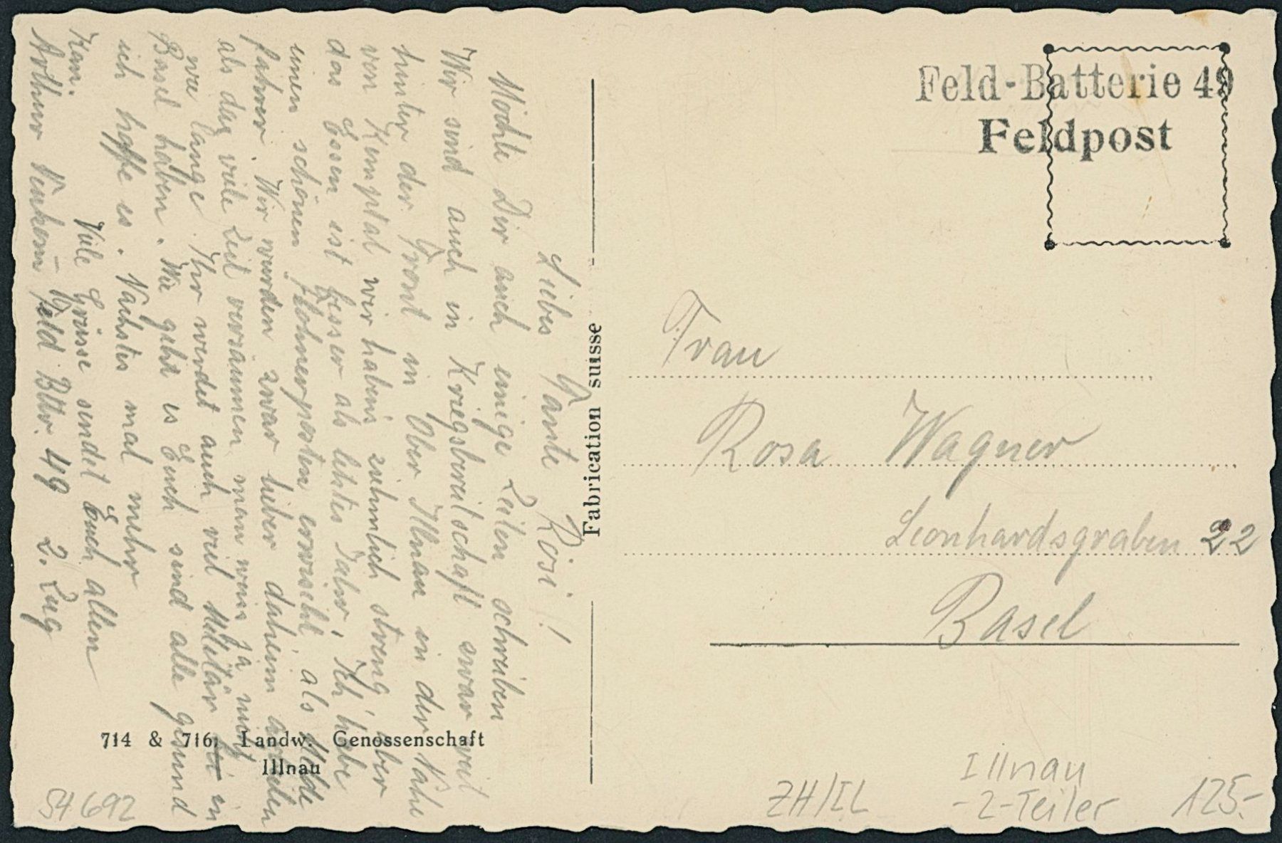 Ansichtskarten: ZH Illnau - Militärstempel – Gebraucht aus Schindellegi von leecollect 1