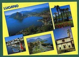 Lugano, Mehrbilderkarte, 1990, gelaufen, Grossformat