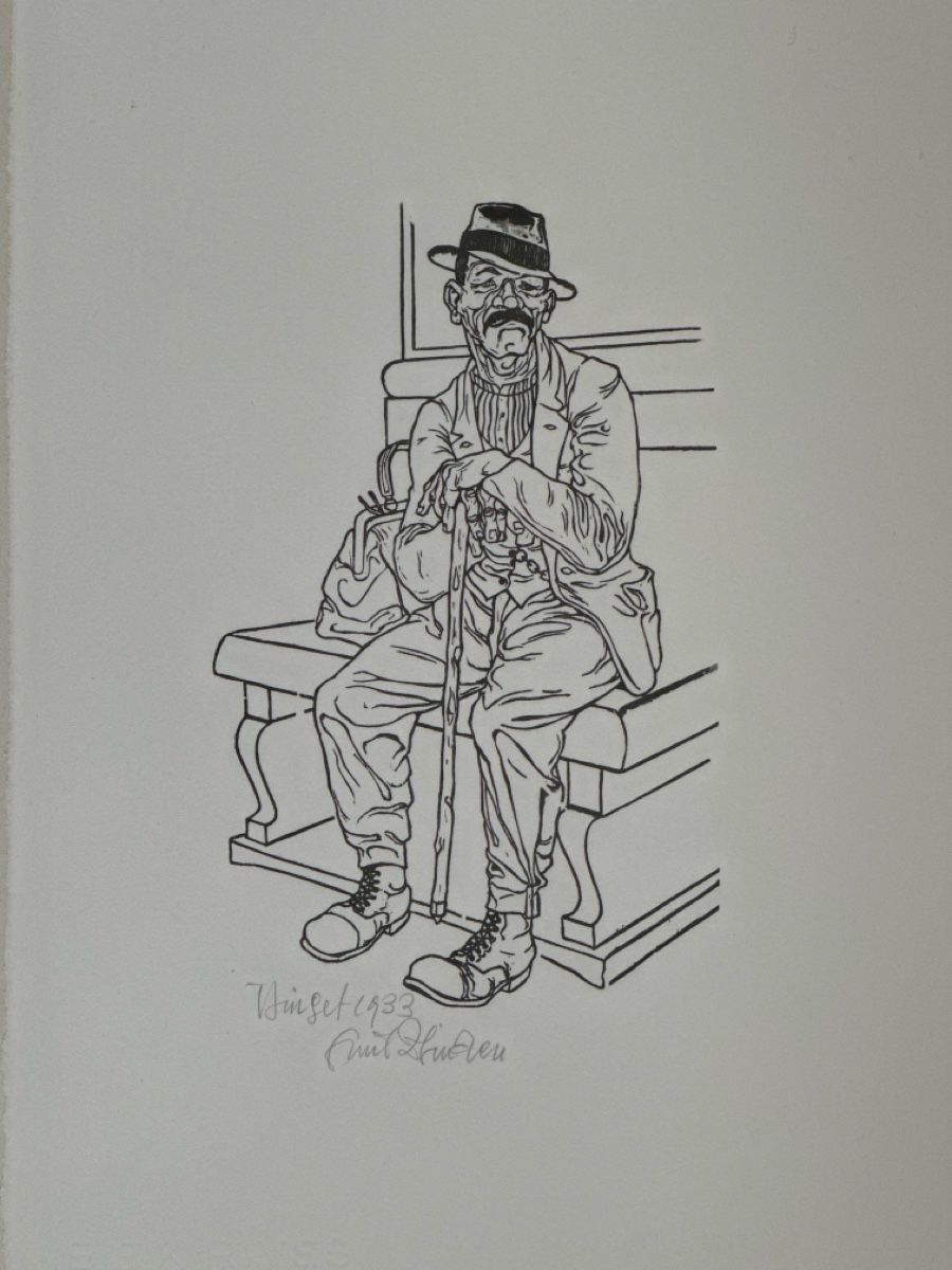 Grafica & Litografie: Lithographie "Einsetz 1933" von Emil Huber gerahmt – Usato da Winterthur venduto da Greenlifestyle 1