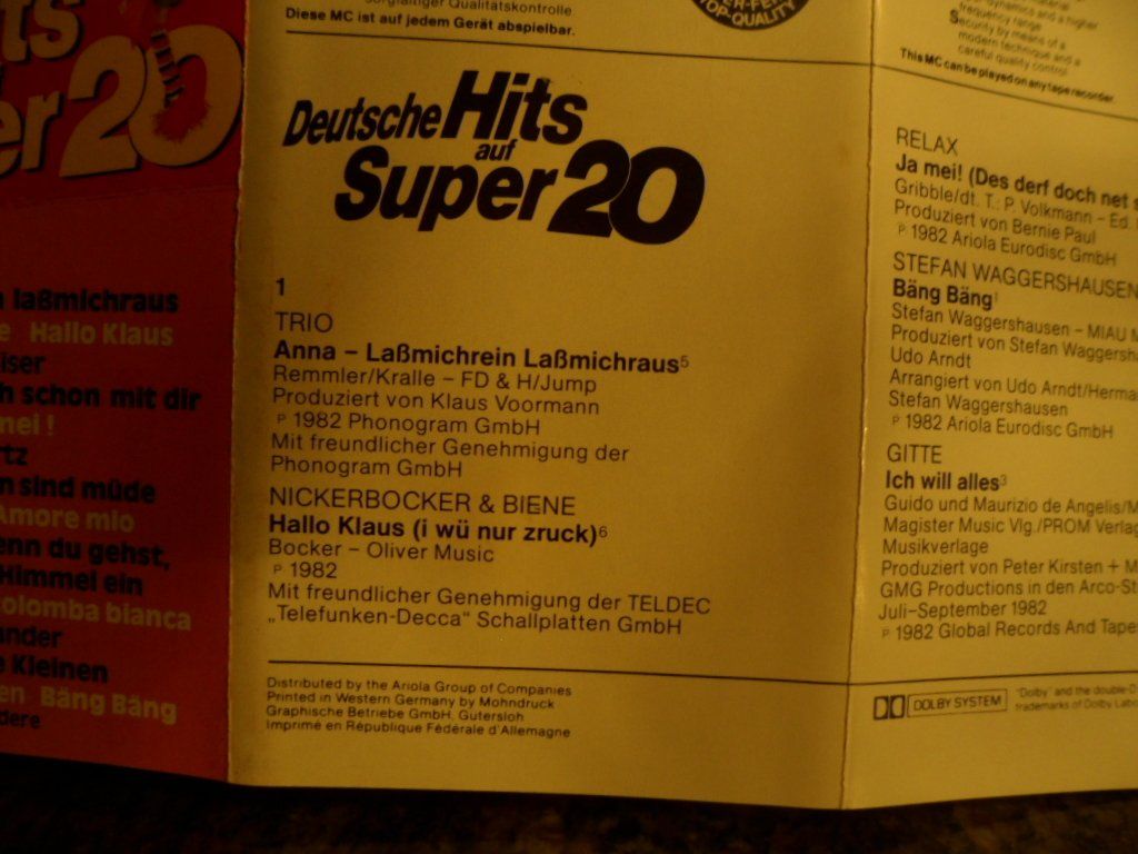 Musicassette: Deutsche Hits auf SUPER 20 – Usato da Langnau i. E. venduto da gf2_29jt 1