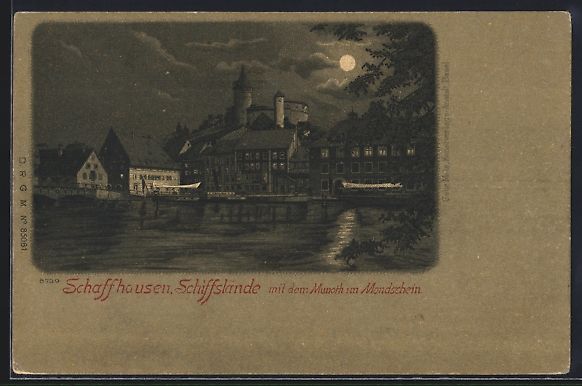 Ansichtskarten: Litho Schaffhausen, Schiffslände mit Mu – Gebraucht aus Berlin von bartko-reher