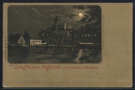 Litho Schaffhausen, Schiffslände mit Mu
