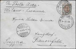 1925 Brief Flugpost MILAN - ZÜRICH SF25.7c selten top ab 1.-