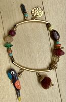 Armband mit Parrot Anhänger, goldfarben, Bunt