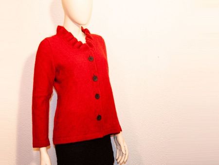 Possum Damen Jacke mit Rüschen M rot