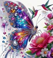Kreuzstich--Handarbeit-Schmetterling-Sticken- 36x30cm
