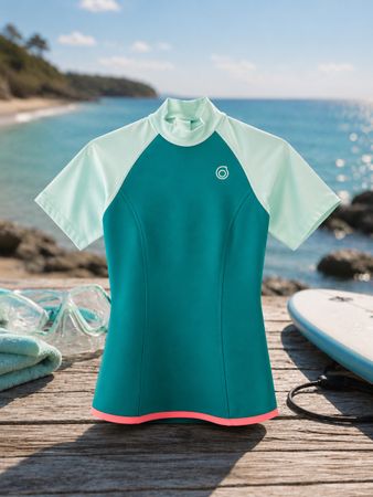 Haut anti-UV / combinaison de bain femme turquoise T-S