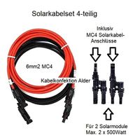 5m Solarkabel 6mm2 mit MC4 + 1Paar Doppelverbinder MC4 IP67