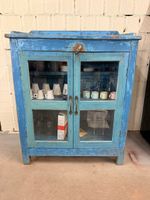 Vitrinenkasten Holz blau 