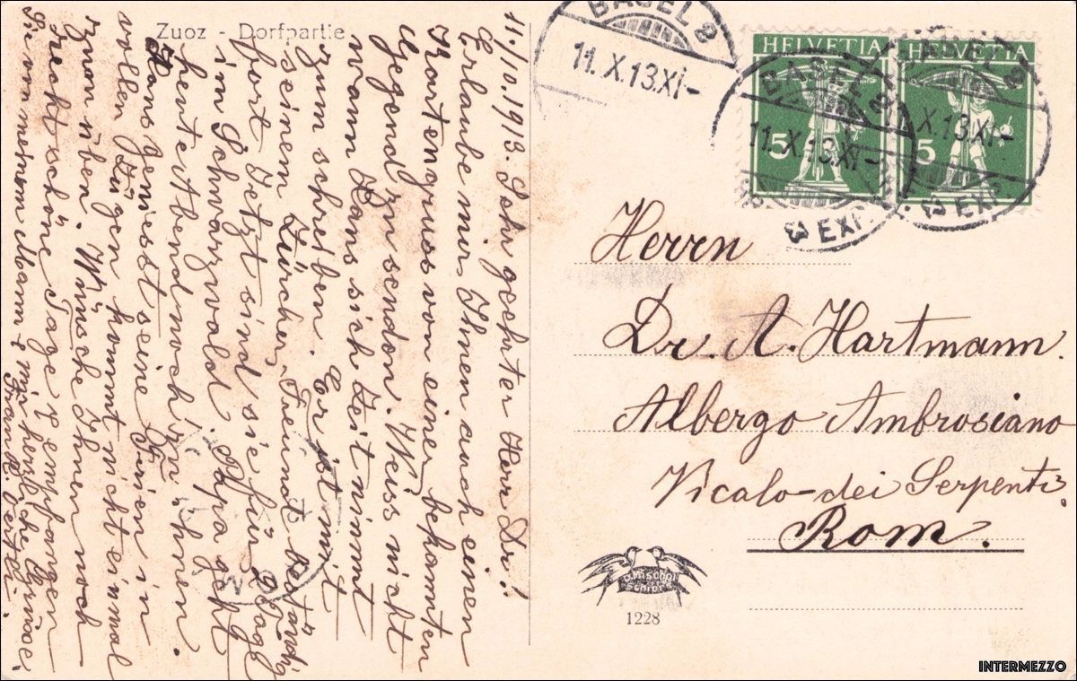 Ansichtskarten: Zuoz GR // Arkaden 1913 Dorfpartie // Engadin – Gebraucht aus Basel von intermezzo12 1