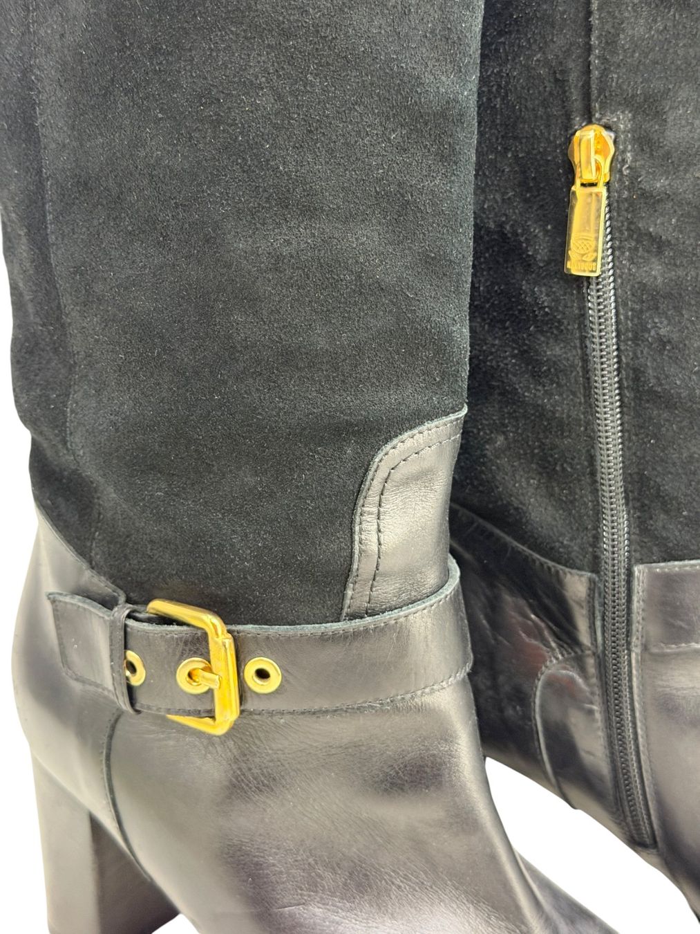 Navyboot Scarpe da donna: Bottes Navyboot cuir et daim noir. Pointure 40 – Usato da Cossonay-Ville venduto da PatineDuTemps 2
