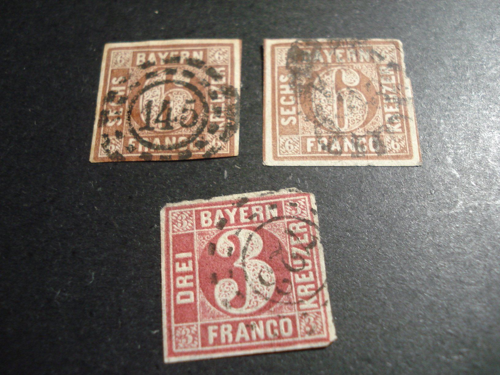 Tous les timbres: 3 uralte Marken Bayern o – D'occasion à Niederwil AG par morostahu