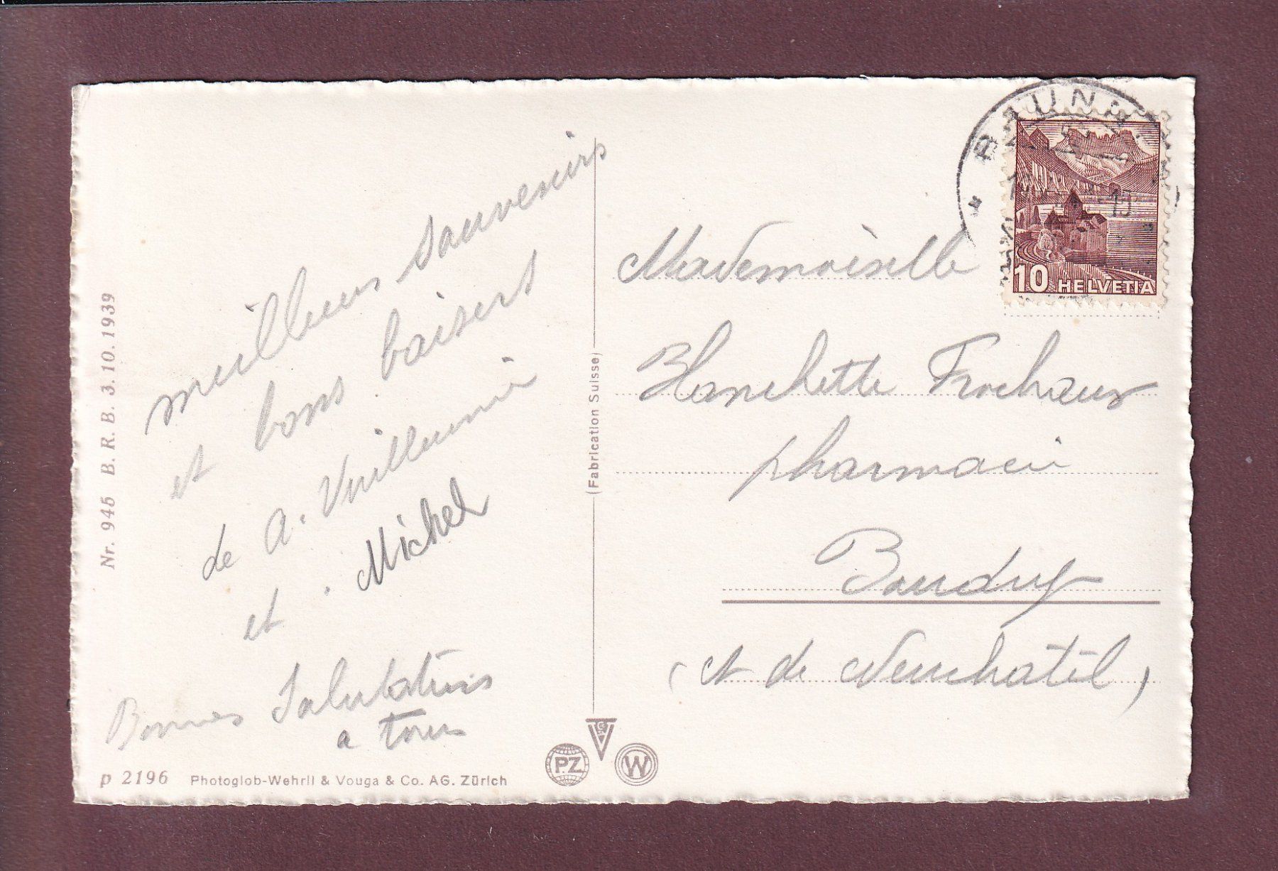 Cartoline postali: SCHWYZ und die Mythen - Oldtimer - 1941 – Usato da Pully venduto da nicecards 1
