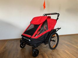 3in1 Fahrradanhänger Kinderwagen & Jogger Rot/Schwarz NEU