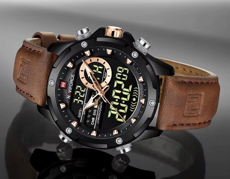 Orologi: Herren Quartz Uhr mit Lederarmband – Nuovo e nell'imballaggio originale da Geneve venduto da Titi2008 3