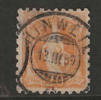 1888 : Steh. Helvetia Nr. 66B - gute Zähnung KP 160.--