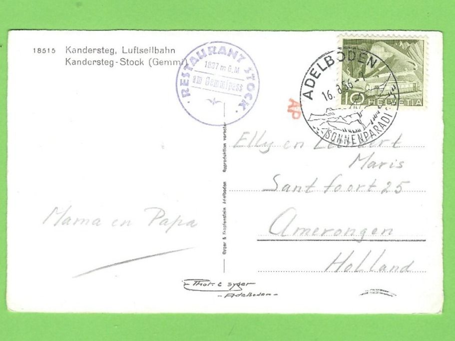 Cartoline postali: Kandersteg, Luftseilbahn Kandersteg-Stock – Usato da Zürich venduto da t24_de 1