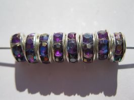 20 Strass Rondellen, Zwischenperle violett AB, 8mm