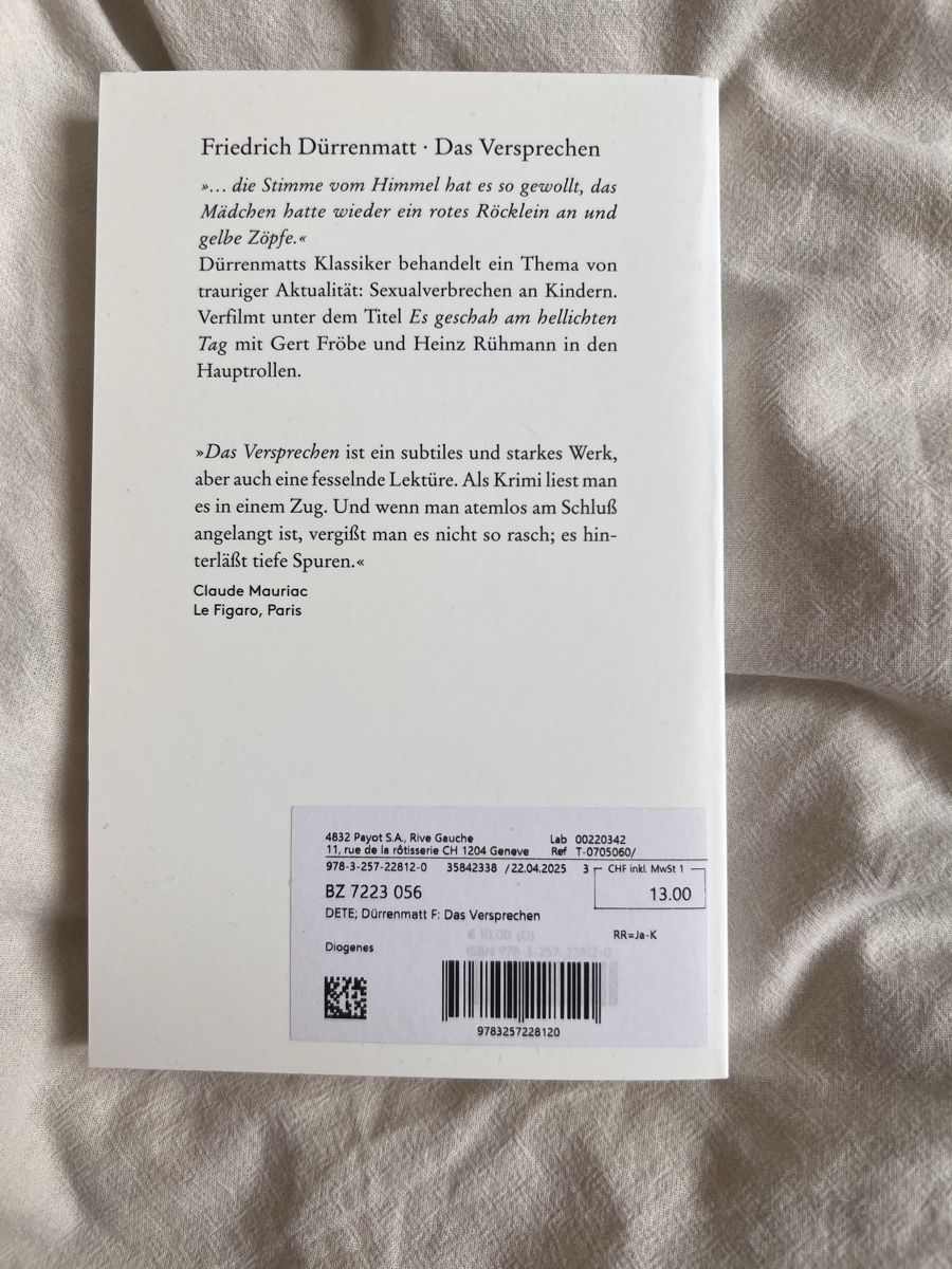 Libri: Das Versprechen- Friedrich Dürenmatt – Nuovo (secondo la descrizione) da Les Avanchets venduto da mar_xw5b 1