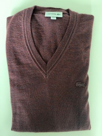 Pull Lacoste col V bordeaux - Taille 3 / S