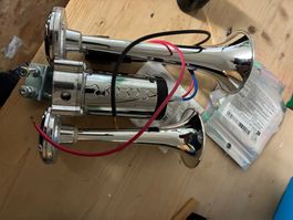 Doppelhorn Fanfare verchromt mit Kompressor neu