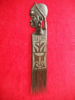 Afrikanischer Kamm aus dunkelbr. Ebenholz, Vintage