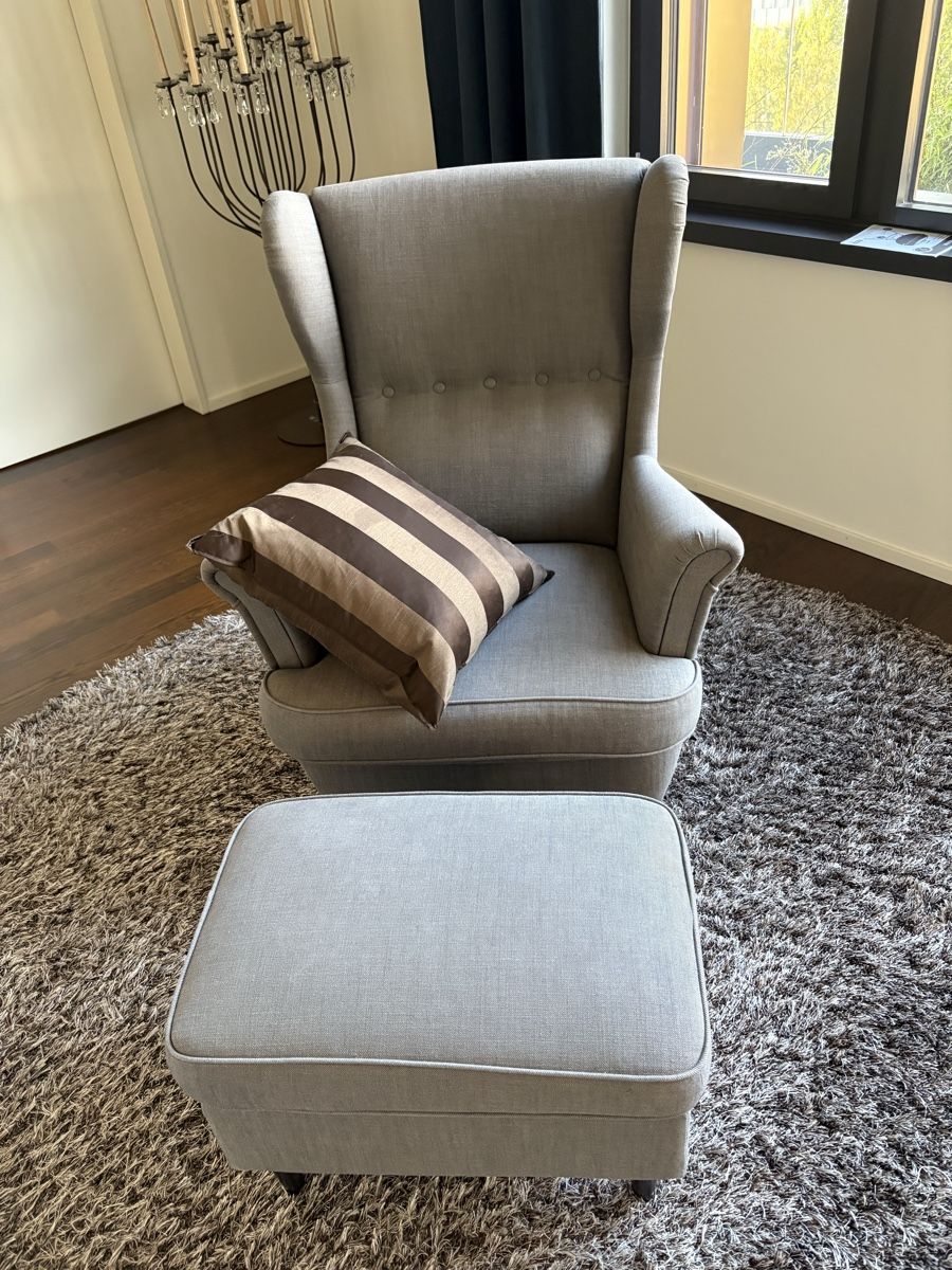 Ikea Sessel: Sessel + Hocker / Strandmon / Ikea / Grau – Gebraucht aus Zürich von seb_8rsb 2
