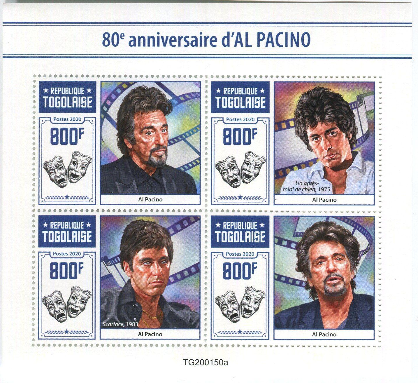 Alle Briefmarken: Block "Al Pacino". Togo – Neu und originalverpackt aus Basel von Butsch5