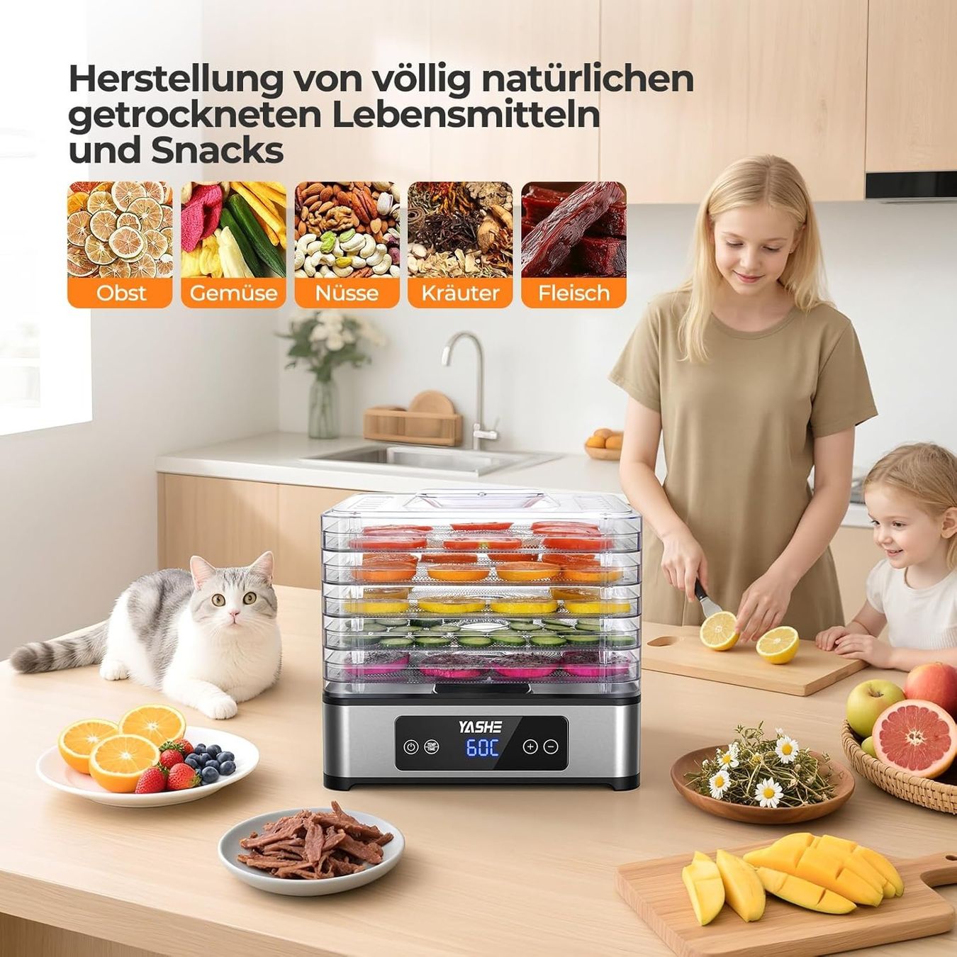 Elettrodomestici da cucina: Dörrautomat 5 Edelstahl-Gitter 400W Timer – Nuovo e nell'imballaggio originale da Schaffhausen venduto da AllesMussRaus60 5
