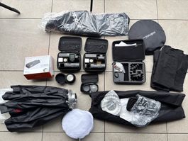 Godox Blitz-Set mit viel Zubehör, neuwertig!