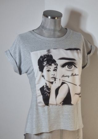 S/M (36) 38/40 AUDREY HEPURN italien. Baumwoll T-Shirt