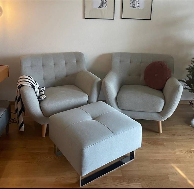 Fauteuils: 2 Sessel + 1 Hocker im skandinavischen Stil  Set – D'occasion à Affoltern am Albis par ned_6rcf