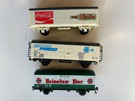 Modellbahn Güterwagen–Coca‑Cola / INTERFRIGO / Heineken–H0