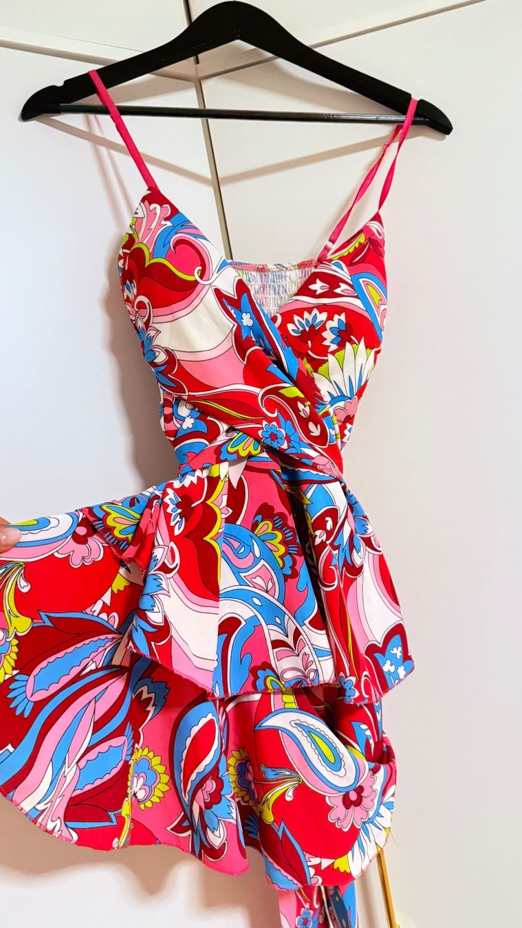 Vestiti: Kleid Sommermuster rot blau pink Grösse S – Usato da Grenchen venduto da Raluca29 2