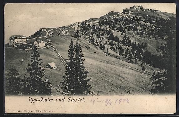 Cartoline postali: AK Rigi-Kulm, Hotel und Staffel – Usato da Berlin venduto da bartko-reher