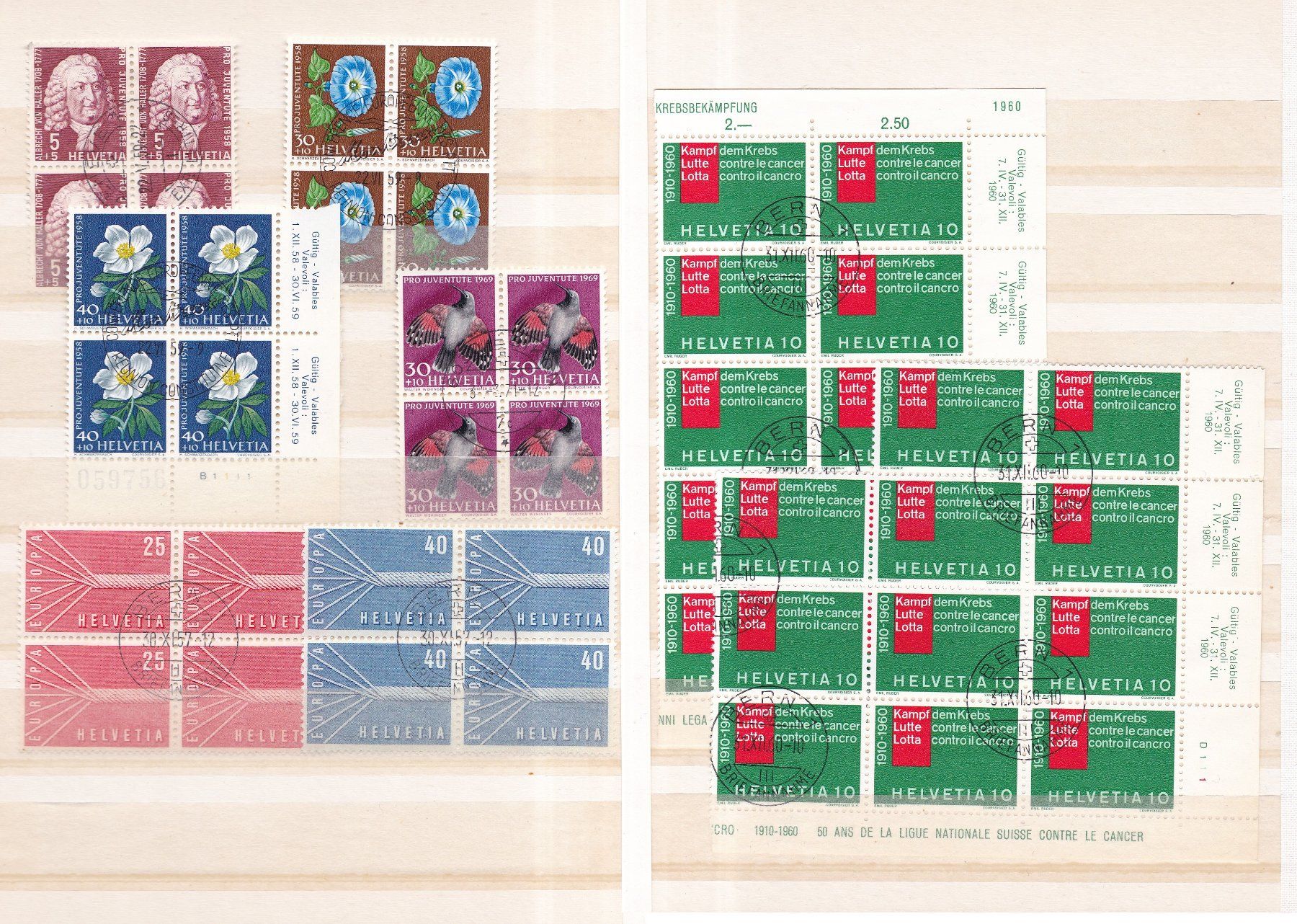 Tutti i francobolli: CH Briefmarkenseiten, viele Viereblocks etc. – Usato da Münchwilen AG venduto da Nesar 5