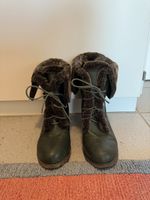 Leder Stiefel mit Absatz und Fell
