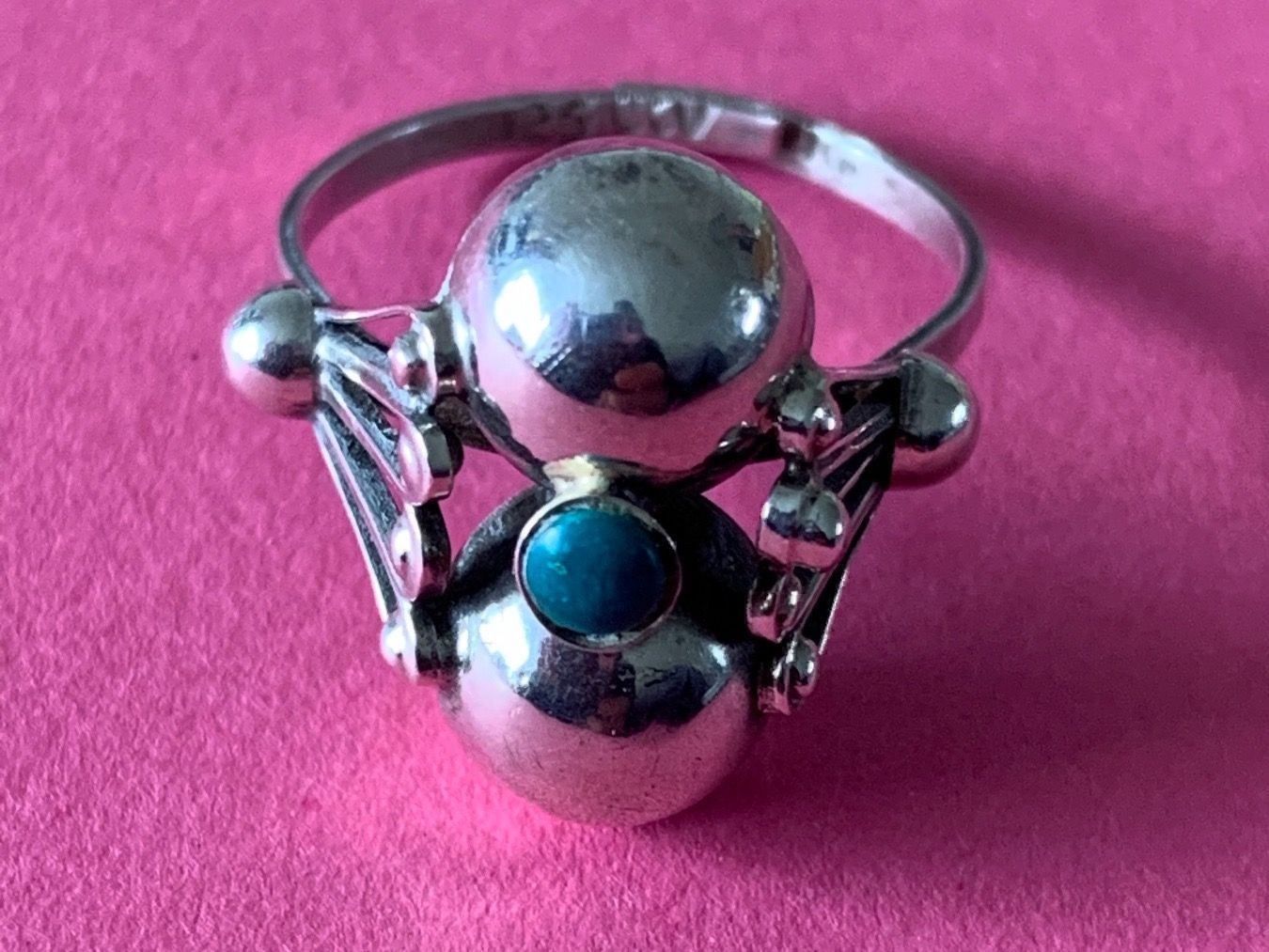 Ringe: Silberring 2 Kugeln blue (gr.53-56) – Gebraucht aus Dittingen von Bellevista 1