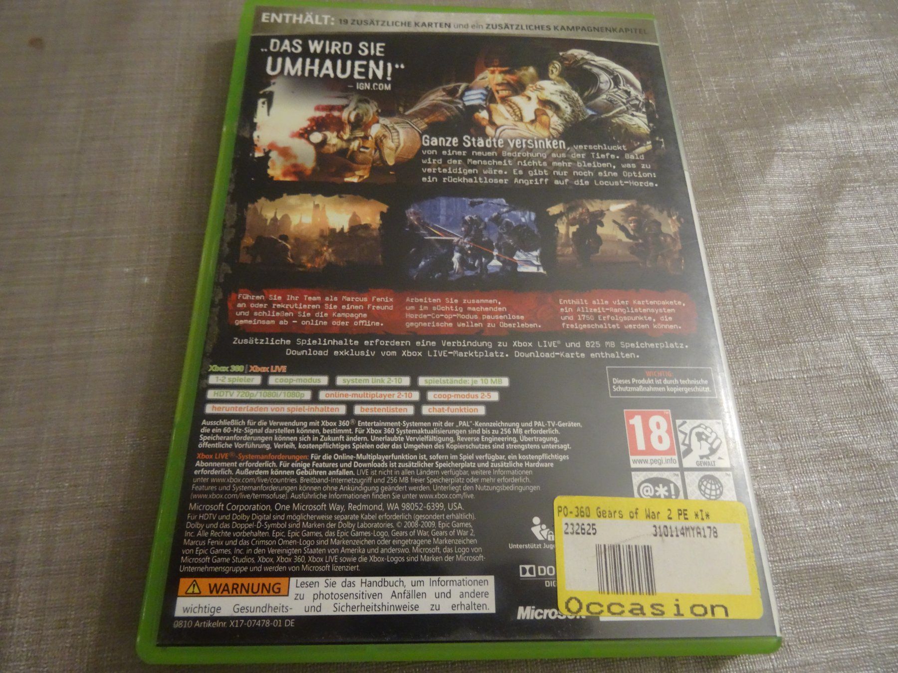 Microsoft Spiele: Gears of War 2 - Xbox 360 – Gebraucht aus Olten von Disc-Ausverkauf 2