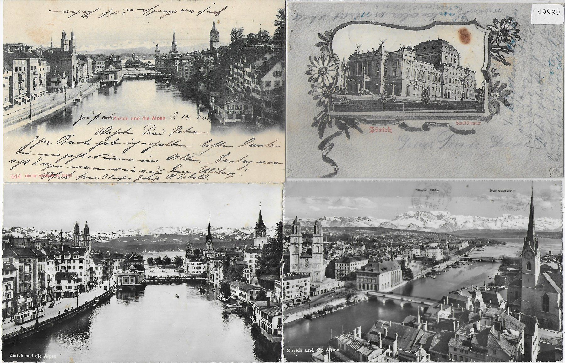 Cartoline postali: 4 AK - Zürich – Usato da Ettingen venduto da Kartenplanet