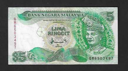 Banconote: Malaysia  5  Ringgit  Gebraucht – Usato da Gordola venduto da coinsandnotes