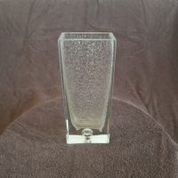70er J. rechteckige skandinavische Glasvase mit Bubbles