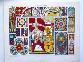 GLASMALEREI Schautafel 1896 Vintage