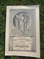 1938 Urkunde Schneider-Meister, Hannover, 56x37cm, Vintage