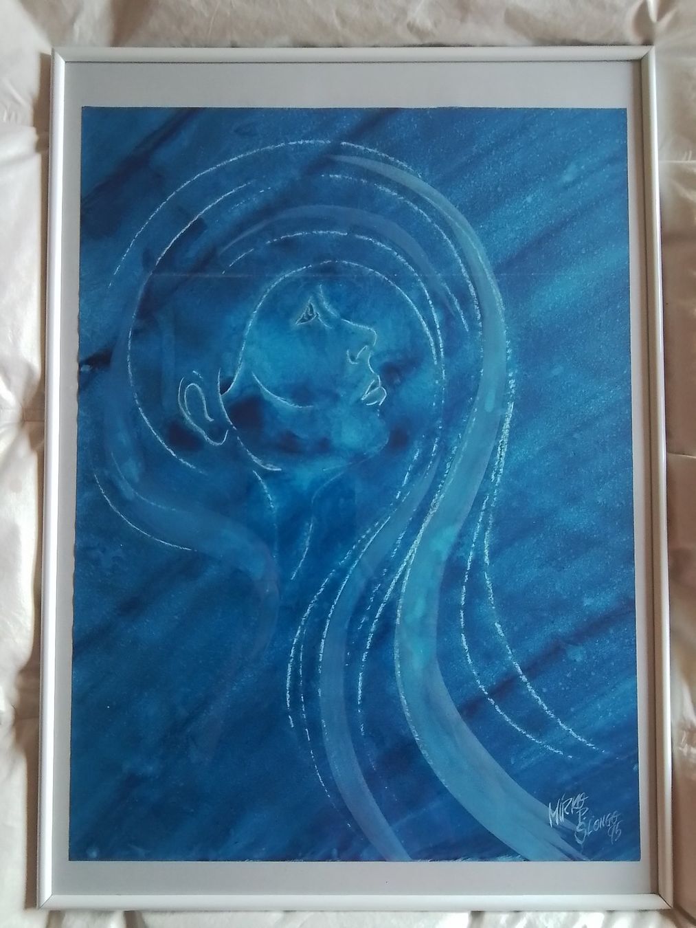 Dipinti: Gemälde Mirk Slong 1992 gerahmt 50x70cm – Usato da Oberurnen venduto da DVDL
