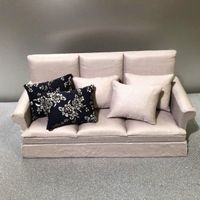 tolles Puppenstube Stoff Sofa mit 5 Kissen - Handarbeit -OVP