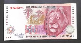 Südafrika 50 Rand Notengeld Banknote Löwe 🦁