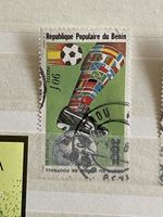 Briefmarke Fussball WM 1982 Bénin 90f Michel-Nr. unklar