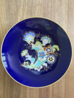 Wandteller Heinrich Porzellan blau Goldrand Blumenmotiv